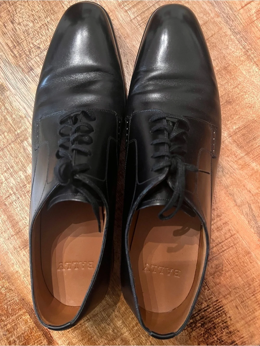 Bally Lantel Men’s Black Leather Derby Dress Shoes Swiss Made Size US 12